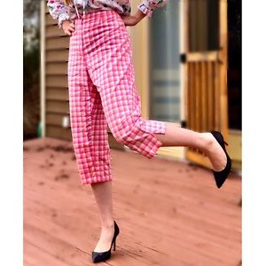 Y2K Liz Claiborne Pink Plaid Pants Capris
